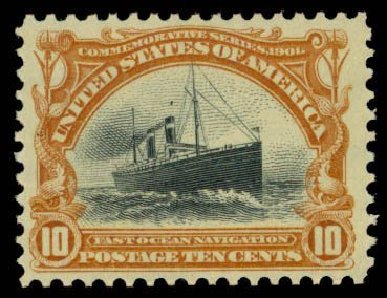 US Stamps Values Scott Catalogue # 299: 1901 10c Pan American Exposition. Daniel Kelleher Auctions, Apr 2013, Sale 636, Lot 268