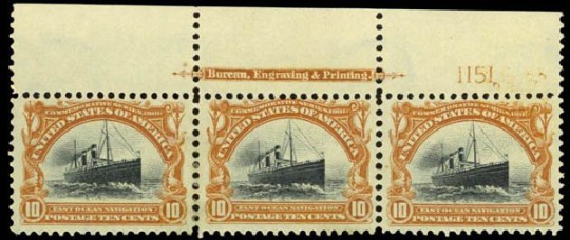 Values of US Stamp Scott Catalogue # 299: 1901 10c Pan American Exposition. Daniel Kelleher Auctions, Apr 2013, Sale 636, Lot 271