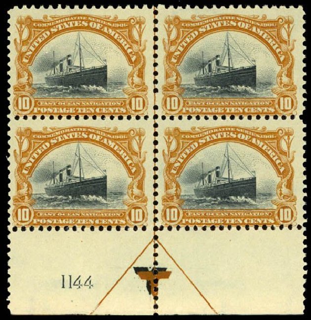 US Stamps Values Scott Catalogue 299: 1901 10c Pan American Exposition. Daniel Kelleher Auctions, Apr 2013, Sale 636, Lot 274