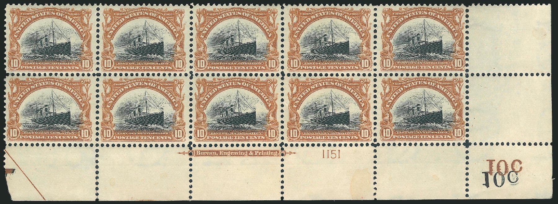 Values of US Stamps Scott Catalogue # 299: 10c 1901 Pan American Exposition. Robert Siegel Auction Galleries, Apr 2009, Sale 971, Lot 1374