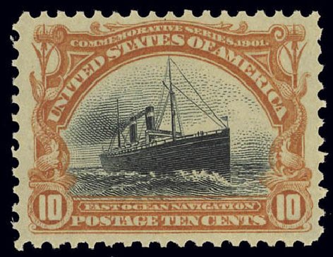 US Stamp Values Scott Cat. # 299: 10c 1901 Pan American Exposition. Daniel Kelleher Auctions, Feb 2013, Sale 634, Lot 202