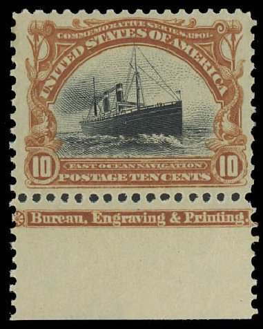 Value of US Stamp Scott Catalogue #299 - 10c 1901 Pan American Exposition. Daniel Kelleher Auctions, Oct 2012, Sale 632, Lot 1223