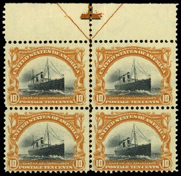 Price of US Stamp Scott Cat. #299 - 1901 10c Pan American Exposition. Daniel Kelleher Auctions, Apr 2013, Sale 636, Lot 273