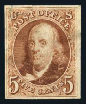 Price of US Stamps Scott Catalogue 3 - 5c 1875 Franklin. Harmer-Schau Auction Galleries, Aug 2014, Sale 102, Lot 1627