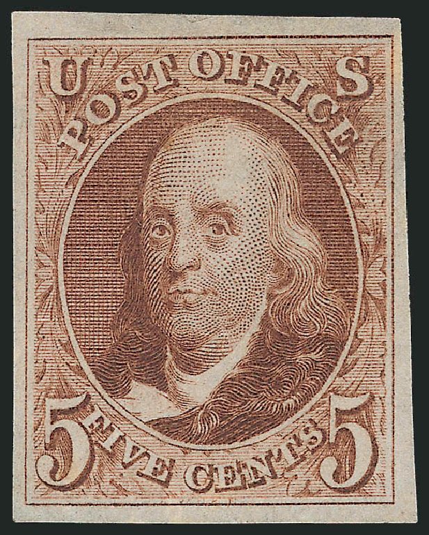 Costs of US Stamps Scott Catalogue #3 - 1875 5c Franklin. Robert Siegel Auction Galleries, Jul 2013, Sale 1050, Lot 67