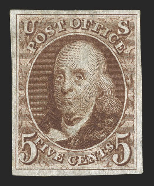 US Stamps Prices Scott #3: 1875 5c Franklin. Spink Shreves Galleries, Nov 2012, Sale 141, Lot 17