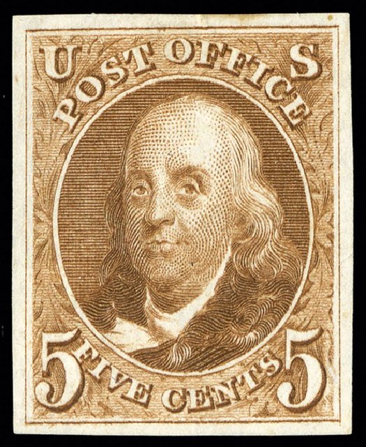 US Stamps Value Scott Catalog # 3 - 1875 5c Franklin. Spink Shreves Galleries, May 2014, Sale 148, Lot 17