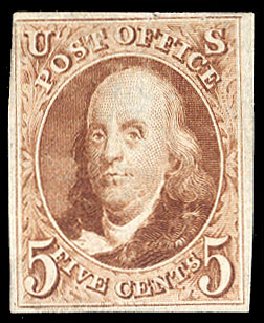 US Stamps Price Scott Cat. 3 - 5c 1875 Franklin. Cherrystone Auctions, Jun 2009, Sale 200906, Lot 8