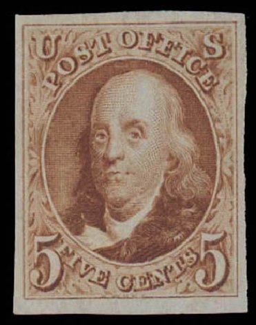 US Stamps Value Scott # 3 - 5c 1875 Franklin. Daniel Kelleher Auctions, Oct 2011, Sale 626, Lot 8