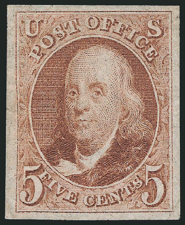 US Stamps Values Scott #3 - 5c 1875 Franklin. Robert Siegel Auction Galleries, Jun 2011, Sale 1011, Lot 388
