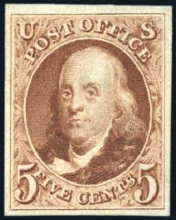 US Stamp Price Scott Catalog # 3 - 5c 1875 Franklin. Harmer-Schau Auction Galleries, Aug 2011, Sale 90, Lot 1049