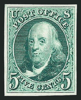 Value of US Stamps Scott Cat. # 3: 1875 5c Franklin. Robert Siegel Auction Galleries, Dec 2012, Sale 1037, Lot 1019