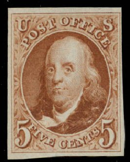 Costs of US Stamp Scott Catalogue # 3 - 1875 5c Franklin. Daniel Kelleher Auctions, Jan 2015, Sale 663, Lot 1210