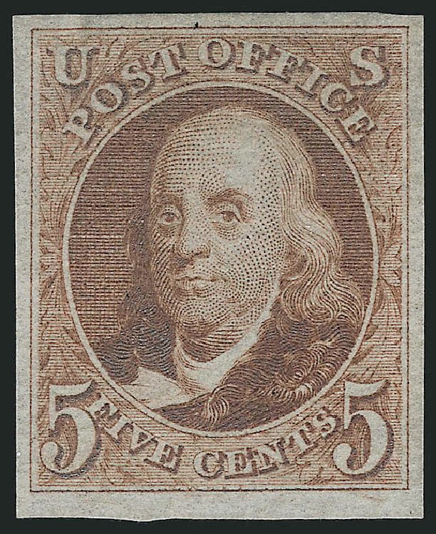 US Stamp Value Scott Catalogue #3 - 1875 5c Franklin. Robert Siegel Auction Galleries, Jul 2014, Sale 1077, Lot 40