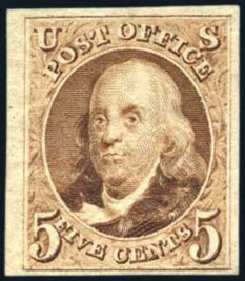 US Stamps Values Scott Catalog 3 - 1875 5c Franklin. Harmer-Schau Auction Galleries, Aug 2011, Sale 90, Lot 1051