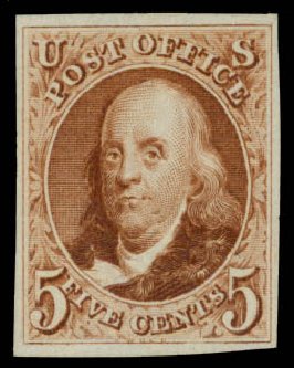 Prices of US Stamps Scott Catalogue # 3: 1875 5c Franklin. Daniel Kelleher Auctions, May 2014, Sale 653, Lot 2061