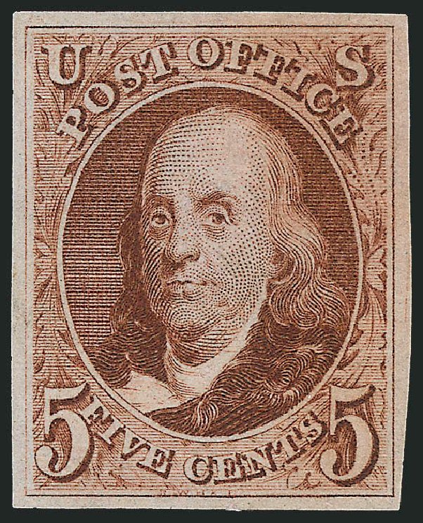 US Stamp Values Scott Catalogue # 3: 5c 1875 Franklin. Robert Siegel Auction Galleries, Sep 2008, Sale 962, Lot 2221