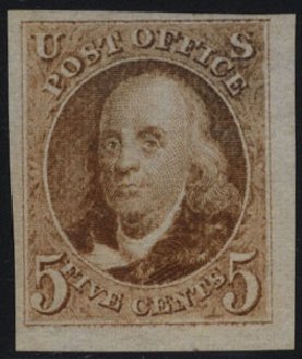 US Stamps Prices Scott Catalogue # 3: 1875 5c Franklin. Cherrystone Auctions, Mar 2010, Sale 201003, Lot 24