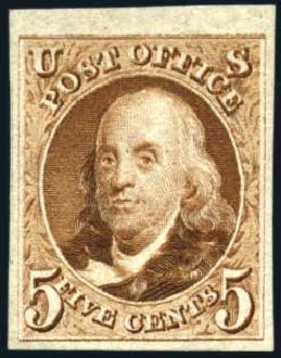 Value of US Stamp Scott Catalog 3: 5c 1875 Franklin. Harmer-Schau Auction Galleries, Oct 2009, Sale 83, Lot 274