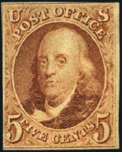 Costs of US Stamp Scott # 3 - 5c 1875 Franklin. Harmer-Schau Auction Galleries, Jan 2013, Sale 96, Lot 394
