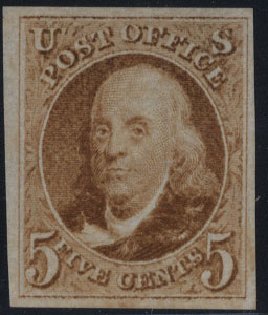 Cost of US Stamp Scott 3 - 1875 5c Franklin. Cherrystone Auctions, Mar 2010, Sale 201003, Lot 25