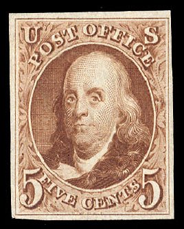 US Stamps Price Scott Catalog 3: 1875 5c Franklin. Cherrystone Auctions, Apr 2009, Sale 200904, Lot 2