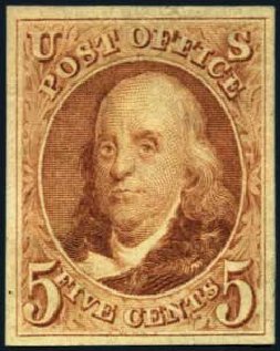 Value of US Stamps Scott Catalog #3 - 1875 5c Franklin. Harmer-Schau Auction Galleries, Jan 2013, Sale 96, Lot 392