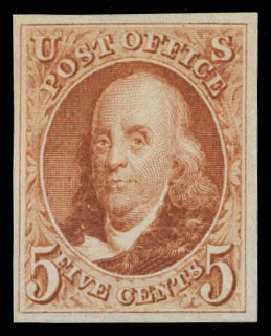 Price of US Stamp Scott # 3 - 5c 1875 Franklin. Daniel Kelleher Auctions, Dec 2014, Sale 661, Lot 12