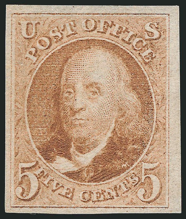 US Stamp Price Scott 3 - 1875 5c Franklin. Robert Siegel Auction Galleries, Nov 2013, Sale 1057, Lot 552