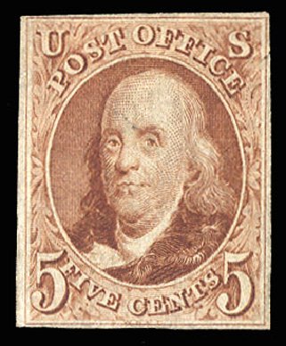 Price of US Stamps Scott Cat. # 3: 1875 5c Franklin. Cherrystone Auctions, Dec 2011, Sale 201112, Lot 3