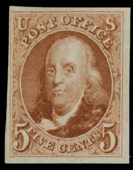 US Stamp Prices Scott # 3 - 5c 1875 Franklin. Daniel Kelleher Auctions, Sep 2013, Sale 639, Lot 1003