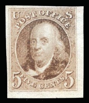 Cost of US Stamp Scott # 3: 5c 1875 Franklin. Cherrystone Auctions, Mar 2008, Sale 200803, Lot 36