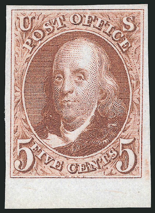 Cost of US Stamp Scott Catalogue #3 - 1875 5c Franklin. Robert Siegel Auction Galleries, Dec 2013, Sale 1062, Lot 56