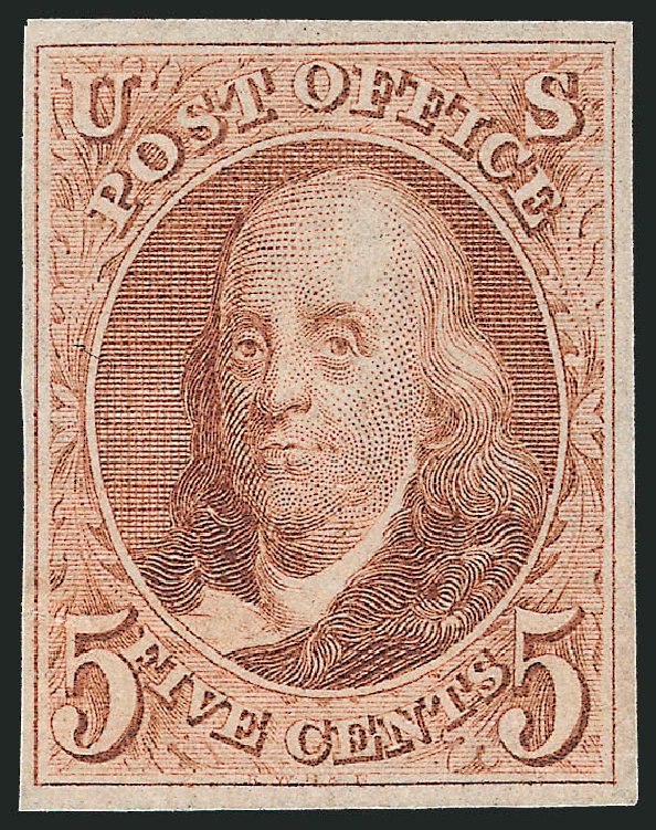 Costs of US Stamps Scott # 3 - 5c 1875 Franklin. Robert Siegel Auction Galleries, Apr 2015, Sale 1096, Lot 6