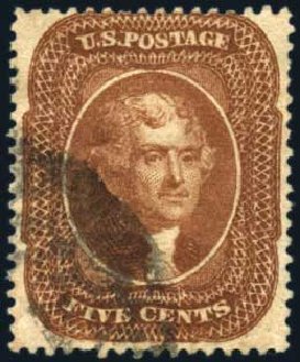 US Stamps Prices Scott 30 - 5c 1861 Jefferson. Harmer-Schau Auction Galleries, Feb 2010, Sale 84, Lot 1307