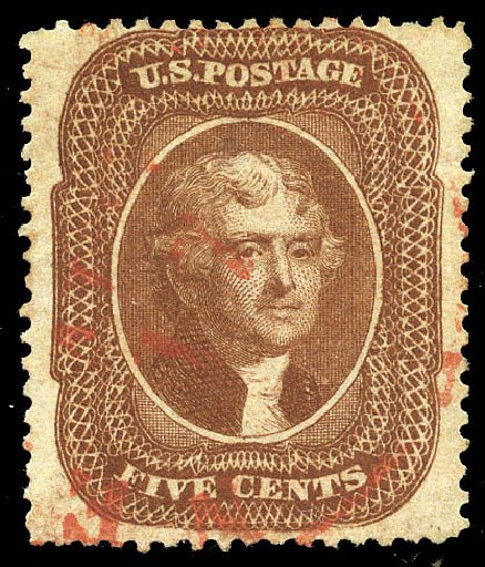 US Stamp Values Scott 30 - 1861 5c Jefferson. Matthew Bennett International, May 2014, Sale 350, Lot 68