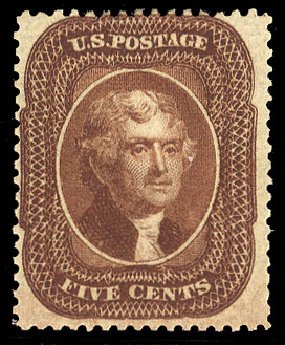 Cost of US Stamp Scott Cat. 30 - 5c 1861 Jefferson. Cherrystone Auctions, Sep 2010, Sale 201009, Lot 18