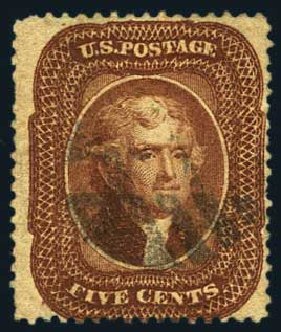 US Stamp Value Scott Cat. #30: 1861 5c Jefferson. Harmer-Schau Auction Galleries, May 2015, Sale 105, Lot 109