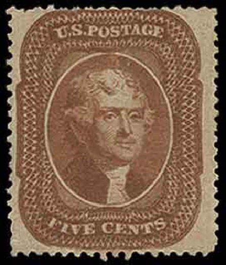 US Stamps Value Scott 30 - 1861 5c Jefferson. H.R. Harmer, Nov 2013, Sale 3004, Lot 1049