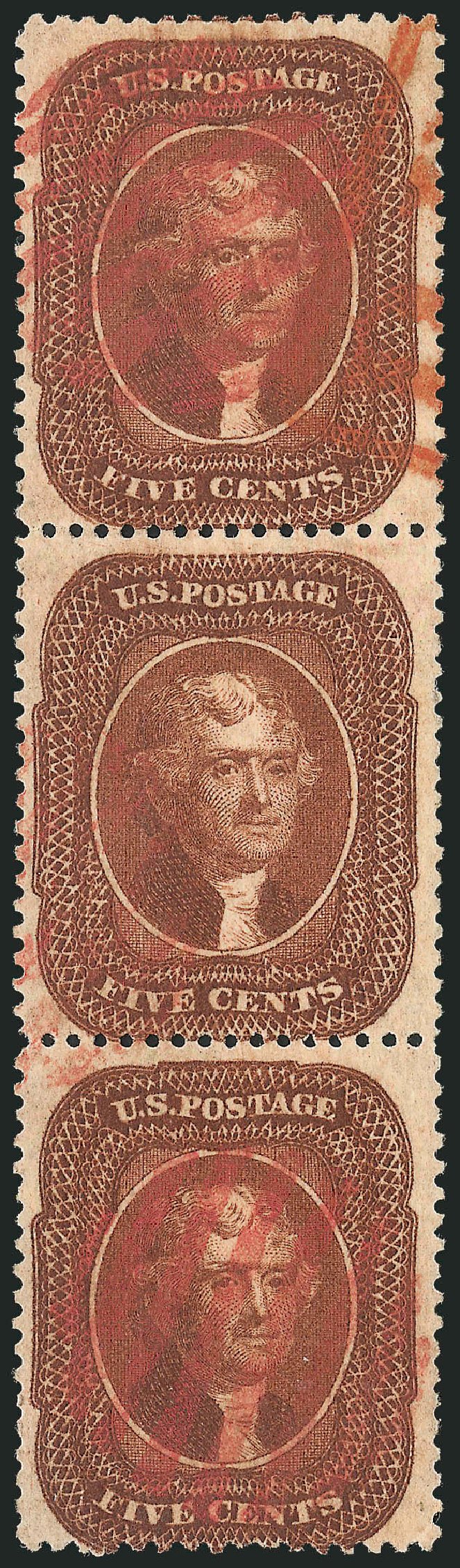 US Stamp Prices Scott 30: 1861 5c Jefferson. Robert Siegel Auction Galleries, Nov 2013, Sale 1061, Lot 3439