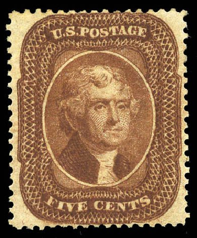 Prices of US Stamps Scott Catalogue # 30 - 1861 5c Jefferson. Matthew Bennett International, Mar 2011, Sale 336, Lot 1130