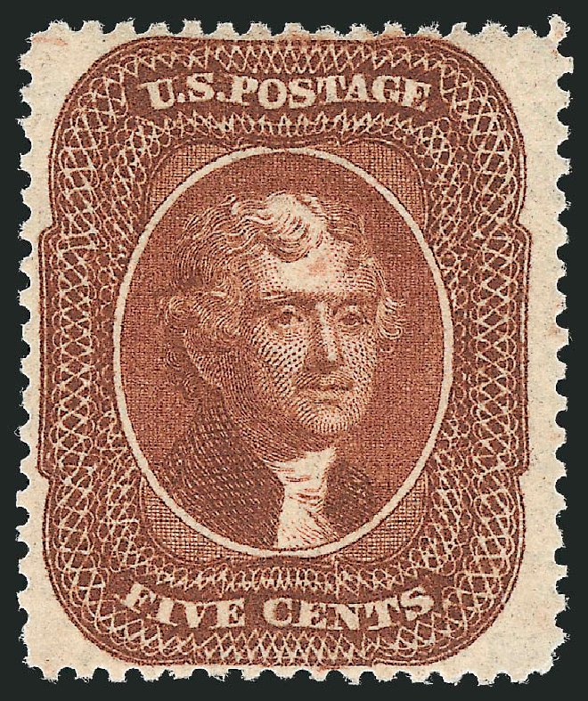 US Stamps Prices Scott Cat. 30 - 1861 5c Jefferson. Robert Siegel Auction Galleries, Jun 2011, Sale 1010, Lot 30