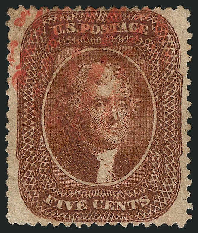 Price of US Stamp Scott Cat. 30 - 1861 5c Jefferson. Robert Siegel Auction Galleries, Jul 2014, Sale 1077, Lot 70