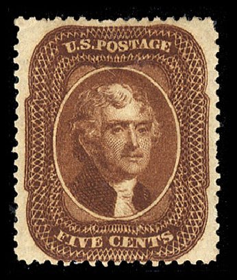 Value of US Stamps Scott Catalogue #30: 1861 5c Jefferson. Cherrystone Auctions, Oct 2012, Sale 201210, Lot 31