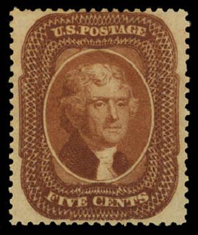 Prices of US Stamp Scott Catalogue # 30 - 5c 1861 Jefferson. Daniel Kelleher Auctions, Dec 2014, Sale 661, Lot 61