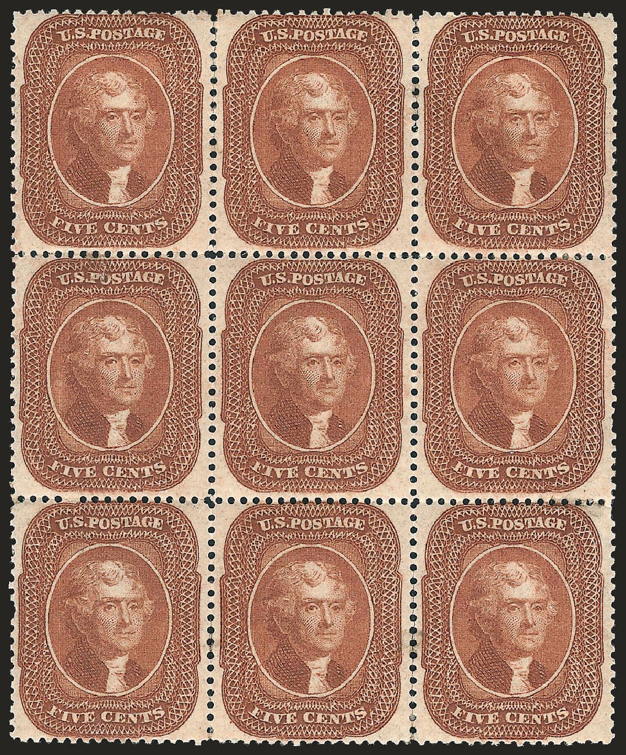 US Stamps Value Scott Cat. #30 - 5c 1861 Jefferson. Robert Siegel Auction Galleries, Jan 2009, Sale 968, Lot 41