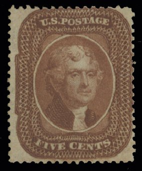 Values of US Stamp Scott Catalogue 30 - 5c 1861 Jefferson. H.R. Harmer, May 2014, Sale 3005, Lot 1064