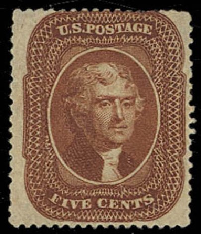 Costs of US Stamps Scott Cat. 30: 5c 1861 Jefferson. Daniel Kelleher Auctions, Oct 2011, Sale 626, Lot 54