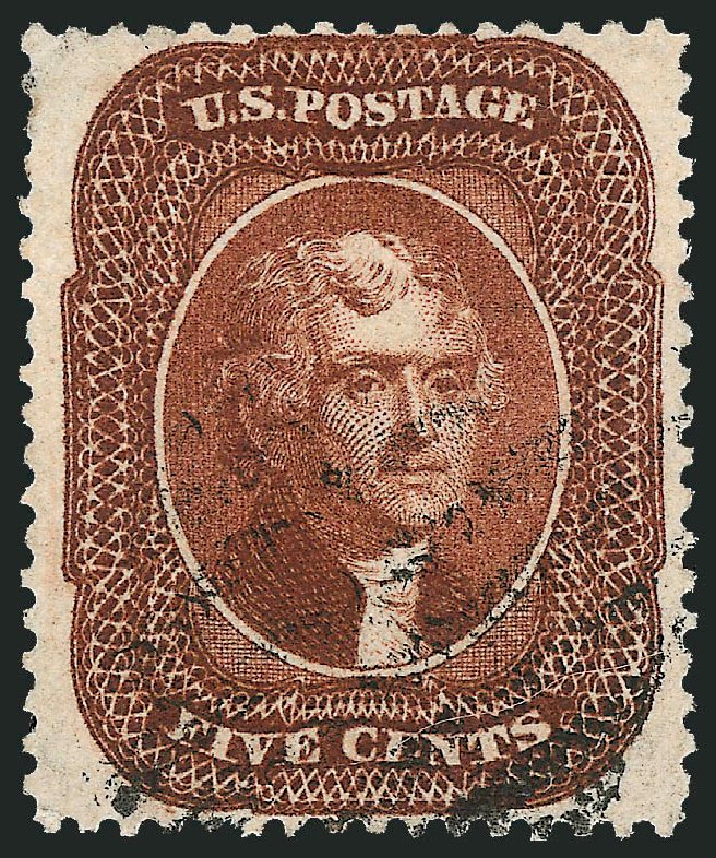 US Stamps Prices Scott 30: 1861 5c Jefferson. Robert Siegel Auction Galleries, Dec 2012, Sale 1037, Lot 1484