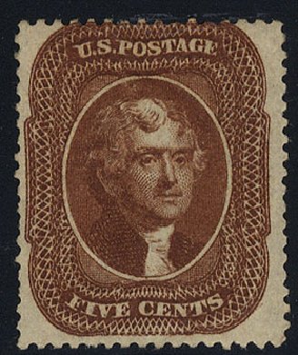 Prices of US Stamps Scott Catalog 30 - 1861 5c Jefferson. Cherrystone Auctions, May 2008, Sale 200805, Lot 75